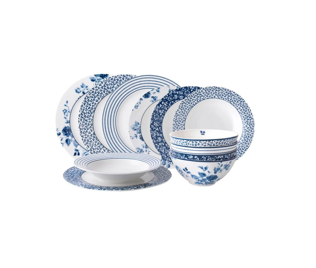 Сервіз з 12 предметів з синім квітковим малюнком BLUEPRINT Giftset 12 Pcs (Blue)